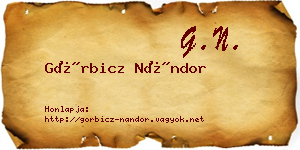 Görbicz Nándor névjegykártya